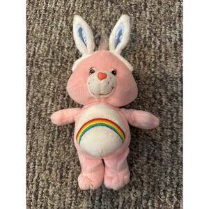 Vintage Care Bears Cheer Rainbow Bear Easter Bunny plush stuffed animal 8.5"